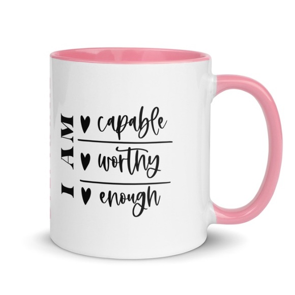 Custom Graphic Drinkware "I AM ENOUGH" Mug-Pink - Picture 1 of 1